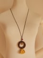 thumb Wooden Circle Leaf Shaped Necklace 2