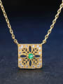 thumb Hollow Square Micro Pave Gold Plated Clavicle Necklace 0