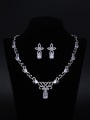 thumb Earring Necklace Shining Zircons White Gold Plated Set 0