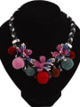 thumb Retro style Colorful Pompon Cloth Flowers Woven Necklace 0