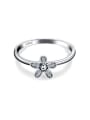 thumb Elegant 925 Silver Flower Shaped Rhinestone Ring 0