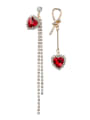thumb Alloy With Gold Plated Trendy Heart  Tassel Threader Earrings 3