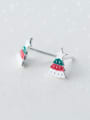 thumb 925 Sterling Silver With Platinum Plated Cute Christmas Tree Stud Earrings 1