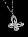 thumb Shimmering Platinum Plated Butterfly Shaped Zircon Necklace 2
