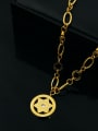 thumb Round Star Pattern Small Pendant Color Plated Necklace 0