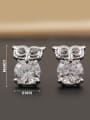 thumb Personalized Little Owl Cubic Zircon Stud Earrings 1