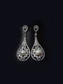 thumb White Gold Plated Zircon Drop Cluster earring 0