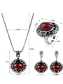 thumb 2018 2018 2018 Alloy Antique Silver Plated Vintage style Artificial Stones Oval-shaped Three Pieces Jewelry Set 3