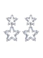 thumb Simple White Zirconias-covered Hollow Star Alloy Stud Earrings 0