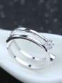 thumb Zircons Double Lines Smooth Opening Ring 1
