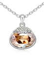 thumb Simple Oval austrian Crystal-accented Pendant Alloy Necklace 1
