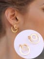 thumb Titanium With Gold Plated Simplistic Smooth Round Drop Earrings 1