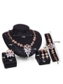 thumb Alloy Imitation-gold Plated Fashion Flower-shaped Artificial Gemstones Four Pieces Jewelry Set 2