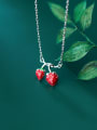 thumb 925 Sterling Silver With Platinum Plated Simplistic Friut Cherry Necklaces 2