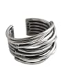 thumb 925 Sterling Silver With Antique Silver Plated Vintage Multi-layer line free size Rings 0