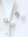 thumb Noble Imitation Pearl White Zirconias Stud Earrings 3