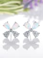 thumb 925 Sterling Silver With Platinum Plated Fashion Flower Stud Earrings 1