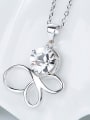 thumb Simple Hollow Butterfly austrian Crystal Pendant 925 Silver Necklace 2