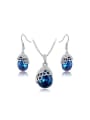 thumb Luxury Blue Water Drop Austria Crystal Two Pieces Jewelry Set 0