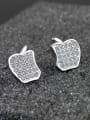 thumb Tiny Creative Apple Shiny Zirconias 925 Sterling Silver Stud Earrings 2