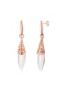 thumb Elegant Hollow Leaf Shaped Opal Stone Earrings 0