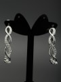 thumb Custom White Fringe Hoop hoop Earring with Platinum Plated 0