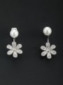 thumb Custom White Flower Drop drop Earring with Platinum Plated 0