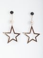 thumb Multicolor color Coffee Gold Plated Copper Star Pearl Drop drop Earring 0