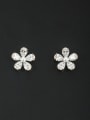 thumb Model No NY41295 Mother's Initial White Studs stud Earring with Flower Zircon 0