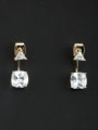 thumb White Square Drop drop Earring with Gold Plated Zircon 0