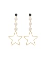 thumb Personalized Gold Plated Zinc Alloy Gold Star Pearl Drop drop Earring 0