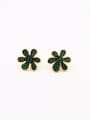 thumb The new Gold Plated Copper Zircon Flower Studs stud Earring with Green 0