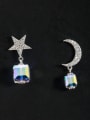 thumb Custom Silver Star Drop drop Earring with Platinum Plated 0