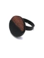 thumb Personalized Gun Color plated Wood Black Round Band band ring 0