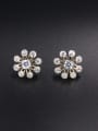 thumb Model No NY37973-002 New design Gold Plated Flower Zircon Studs stud Earring in White color 0
