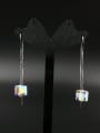 thumb New design Platinum Plated Square Zircon Drop drop Earring in Silver color 0