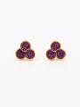 thumb Gold Plated Copper Zircon Fuchsia Studs stud Earring 0