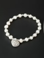 thumb Heart style with Platinum Plated Pearl Bracelet 0