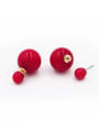 thumb Round Gold Plated Beads Burgundy Studs stud Earring 0