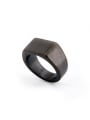 thumb Blacksmith Made Gun Color plated Titanium Square Band Signet Ring 0