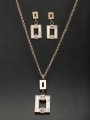 thumb A Stainless steel Stylish Rhinestone 2 Pieces Set Of Square 0