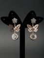 thumb New design Rose Plated Butterfly Zircon Drop drop Earring in White color 0