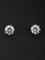 thumb New design Gold Plated Round Zircon Studs stud Earring in White color 0