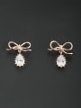 thumb Mother's Initial White Studs stud Earring with Butterfly Zircon 0