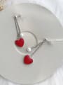 thumb Silver Heart Red Pearl Beautiful Drop drop Earring 0