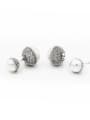 thumb White Round Studs stud Earring with Copper Zircon 0