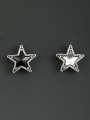 thumb Silver-Plated Star Black Zircon Beautiful Studs stud Earring 0