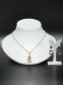 thumb Personalized Stainless steel Gold Square Rhinestone 2 Pieces Set 1