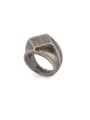 thumb A Silver-Plated Titanium Stylish  Band Signet Ring Of Square 1
