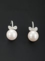 thumb Platinum Plated Butterfly Pink Pearl Beautiful Drop drop Earring 0